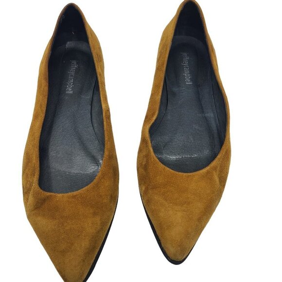 Jeffrey‎ Campbell Brown/ Mustard Suede Pointed Toe  Slip-On Women's Flats SZ 10 - Picture 2 of 6